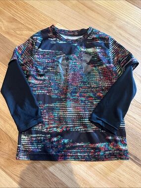 Kids Under Armour Black Multicolor Long Sleeve Performance Tee